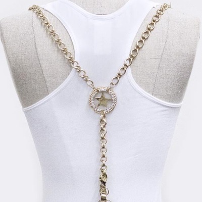 Crystal framed star accent chain suspenders 