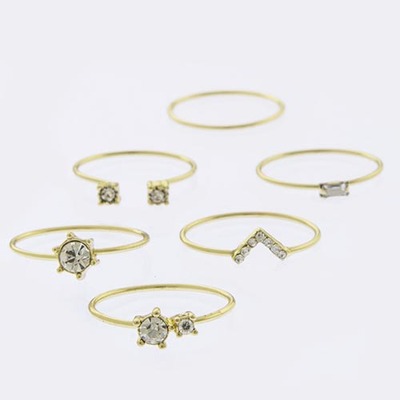 Crystal prong set mix ring set