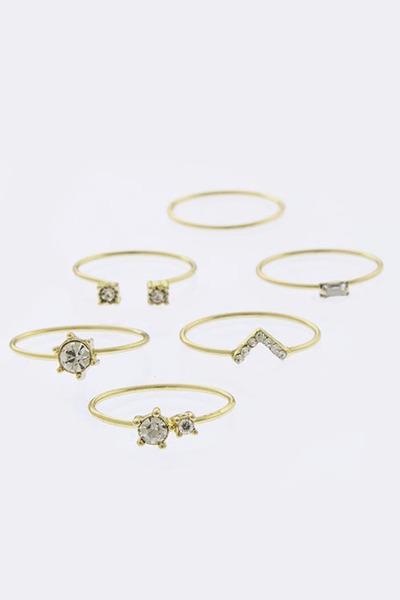 CRYSTAL PRONG SET MIX RING SET