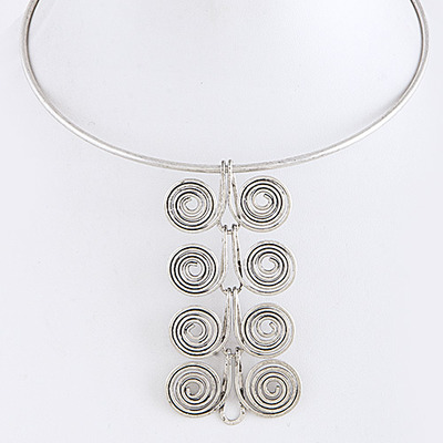Multi swirl ornate bib necklace