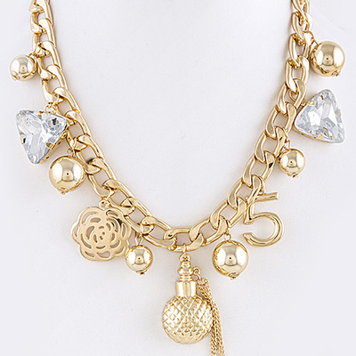 Polished multi charm chain necklace