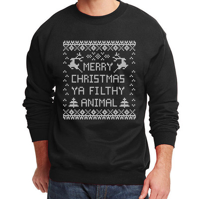 Merry christmas ya filthy animal men's sweater reindeer xmas gift sweatshirt t-shirt black