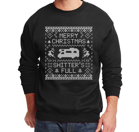 Merry Christmas Shitter's Full Men's Sweater Xmas Santa Gift Sweatshirt T-shirt Black