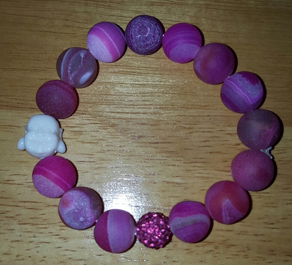 Pink Protection Reiki Yoga Buddha Druzy Bracelet