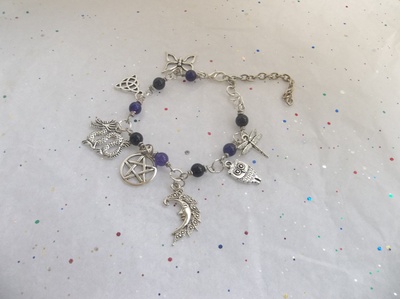 Amethyst and Onyx charm bracelet