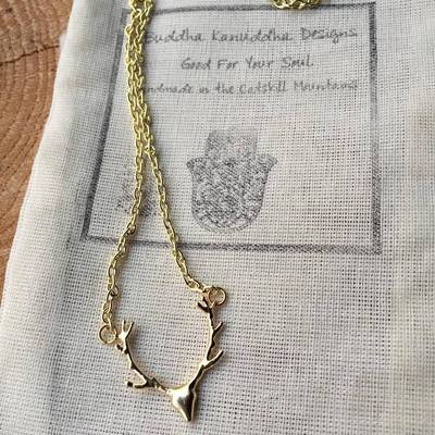 Gold or Silver Deer Antler Necklace