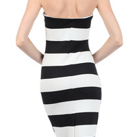 Strapless Striped Bodycon Dress - Thumbnail 2