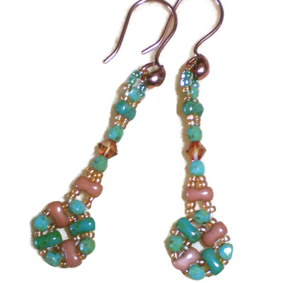 Turquoise and copper pendulum earrings