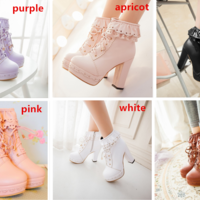 Fashion Falbala Thick Platform Heels Short Boots  - Thumbnail 1