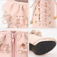 Fashion Falbala Thick Platform Heels Short Boots  - Thumbnail 4