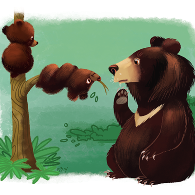 Bearly hanging on print