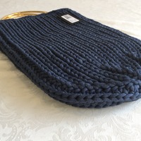 DEREK LAM Indigo Blue Knit Bucket Bag - Thumbnail 4