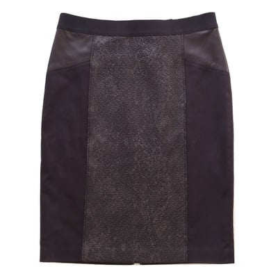 Elie tahari "valeria" lamb leather panel pencil skirt