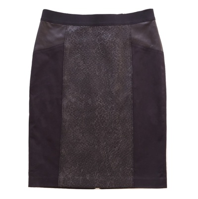 ELIE TAHARI "Valeria" Lamb Leather Panel Pencil Skirt