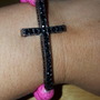 Pink Howlite Beaded Black Crystal Cross Bracelet -2