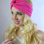 Cotton Jersey Turban Twist Headband Hot Pink High Quality Headband Wide Yoga Headband Running Turband Womens Accessory Choose Your Color-1