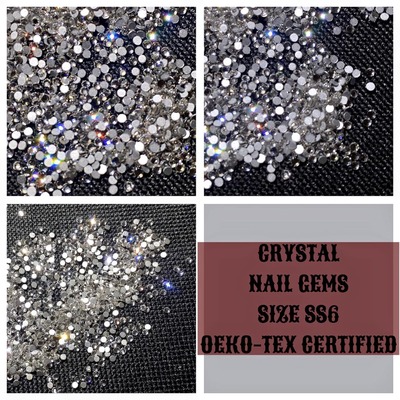 Crystal nail gems size ss6 -oeko-tex certified (select your quantity) 