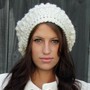 Slouchy Bobble Hat Slouchy Beanie Cap Handmade Knit Cap Alpaca Soft Wool Beanie Winter White or CHOOSE Your color -2