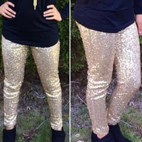 Gold Glitter Sequin Leggings