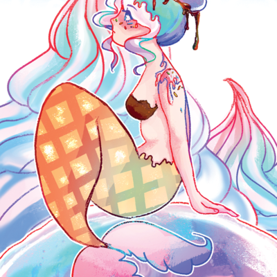Ice cream mermaid mini print ( 4 x 6 ) - Thumbnail 3