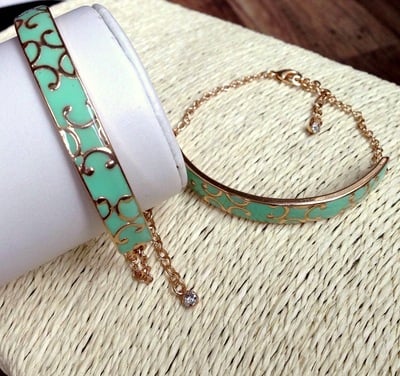 Talia- Mint Bar & Chain Bracelet 