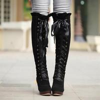 Lady fashion lace up bow boots - Thumbnail 1