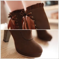 Lady fashion lace up bow boots - Thumbnail 3
