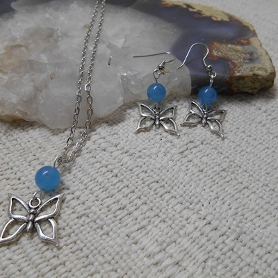 Blue topaz and butterfly set