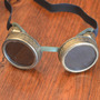 Green and Gold Steampunk Goggles Optic Conductors Mad Scientist Cosplay Time Traveler-1