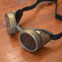 Green and Gold Steampunk Goggles Optic Conductors Mad Scientist Cosplay Time Traveler