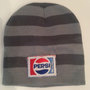 Striped grey pepsi appliqué patch beanie up cycled-2