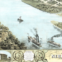Nebraska City, Nebraska in 1868 - Bird's Eye View Map, Aerial, Panorama, Vintage map, Antique map, Giclée, Fine Art, Wall Art, History - Thumbnail 1