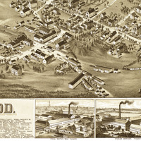 Norwood, Massachusetts in 1882 - Bird's Eye View, Aerial, Panorama, Vintage, Antique, Giclée, Wall Map, History, Fine Art, Wall Art - Thumbnail 2