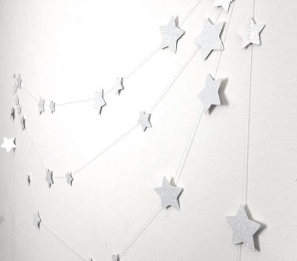 NEW COLOR : Constellation WHITE Garland 10 Foot Sparkle Glitter Garland