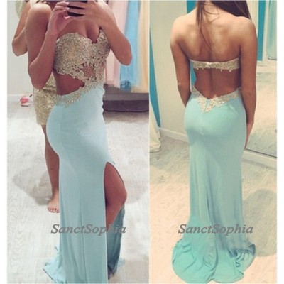 Sexy open back prom dresses,sexy lace graduation dresses,mermaid lace evening party dresses