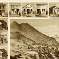 Virginia City, Nevada in 1861 - Bird's Eye View, Aerial, Panorama, Vintage, Antique Map, Reproduction, Giclée, Fine Art, Wall Map, History - Thumbnail 3