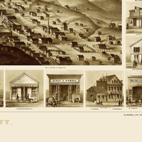 Virginia City, Nevada in 1861 - Bird's Eye View, Aerial, Panorama, Vintage, Antique Map, Reproduction, Giclée, Fine Art, Wall Map, History - Thumbnail 2