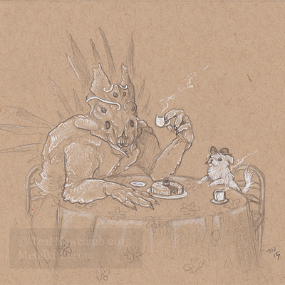 Original creature artwork: tea and cake