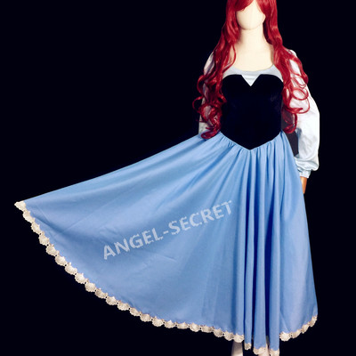 Ps245 cosplay kiss the girl ariel princess little mermaid women costume with bow