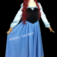 PS245 COSPLAY kiss the girl Ariel Princess little mermaid women costume with bow - Thumbnail 3