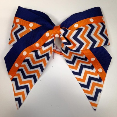Navy and orange- chevron and dots