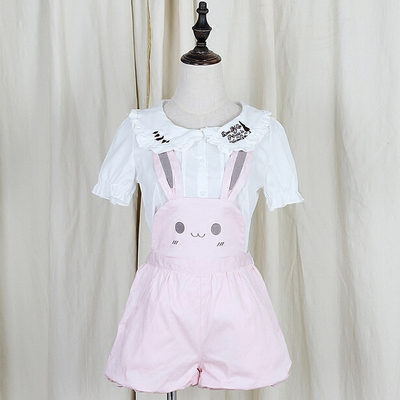 Japanese kawaii rabbit bear straps skirts culottes