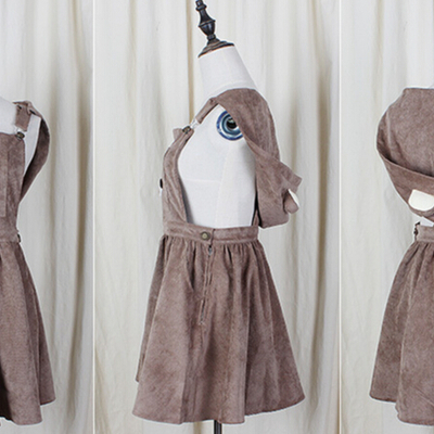 Japanese cute bear hooded braces skirt