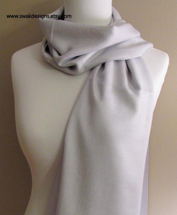 Silver Gray Pashmina Scarf, Wedding Scarf, Wedding Shawl