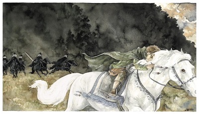 Tolkien Artprint "Escaping from the Black Riders"