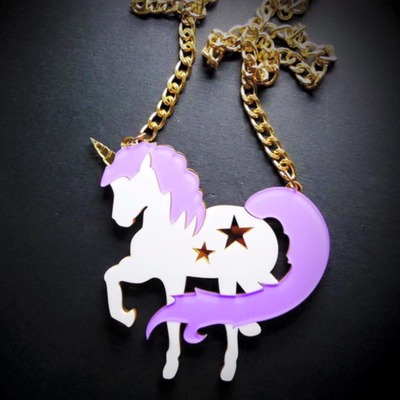 Unicorn laser cut purple necklace