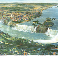 Niagara Falls, 1893 - Bird's Eye View, Aerial, Panorama, Vintage, Antique, Reproduction, Giclée, Framable, Fine Art, home decor, wall art - Thumbnail 3