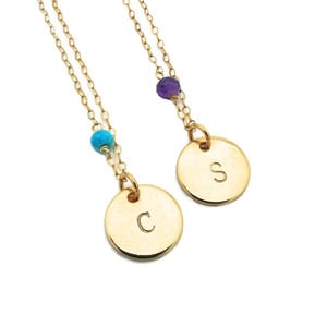 Gemstone Personalized Initial Necklace 