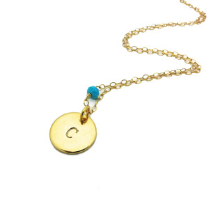 Gemstone Personalized Initial Necklace  - Thumbnail 2