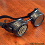 Black Steampunk Goggles with Gold Eyepiece Time Travel Mad Scientist Airship Captain Apocalypse Motorcycle-3